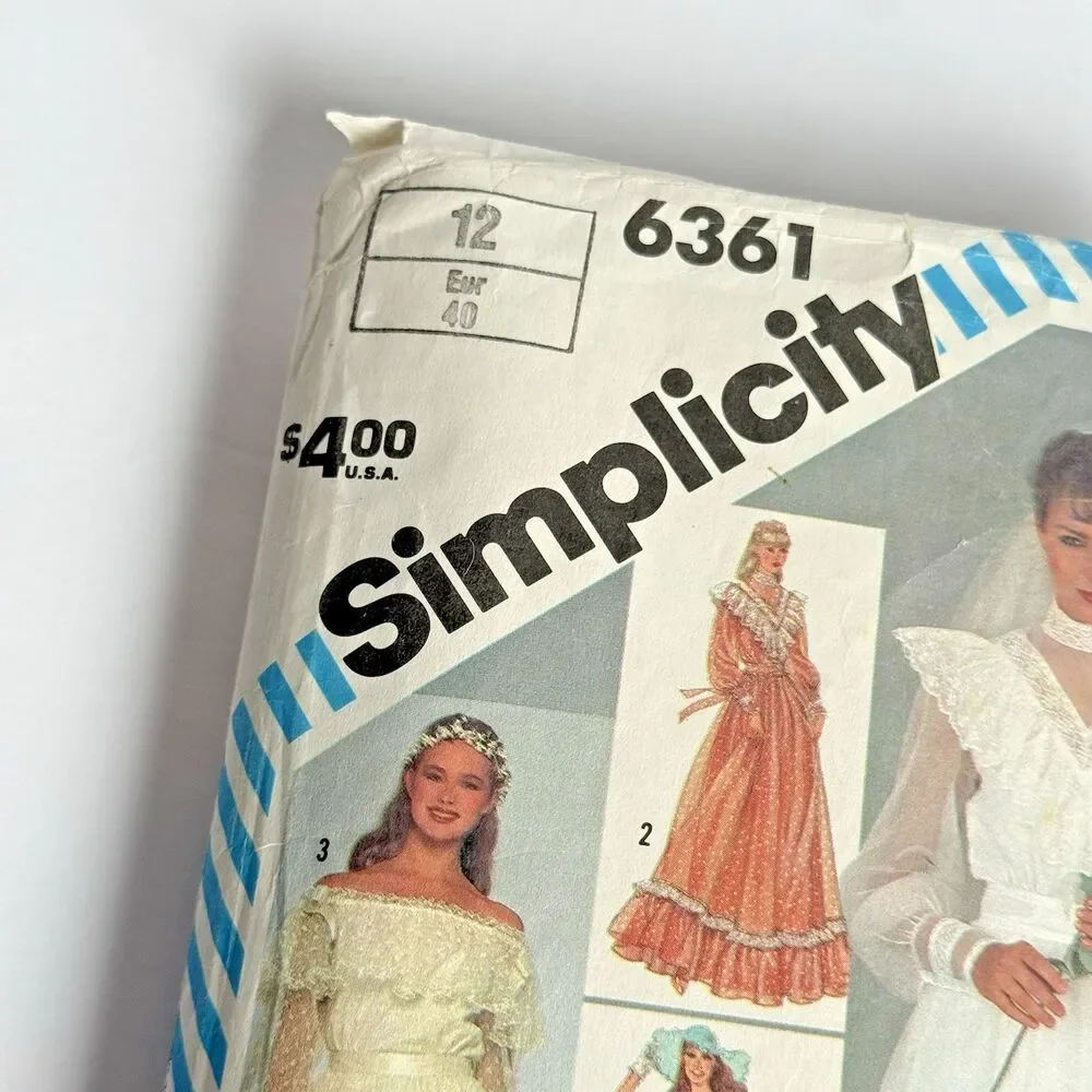 GUNNE SAX Sewing Pattern Simplicity 6361 Bridal Gown Bridesmaid Dress Boho Sz 12